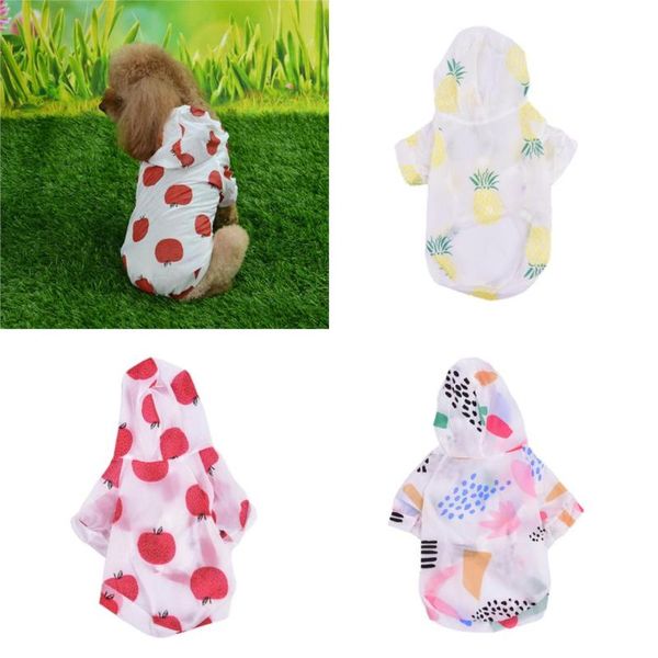dog apparel raincoat sun-proof clothing summer sun protection hoodie small clothes print poncho for medium pets puppy cat